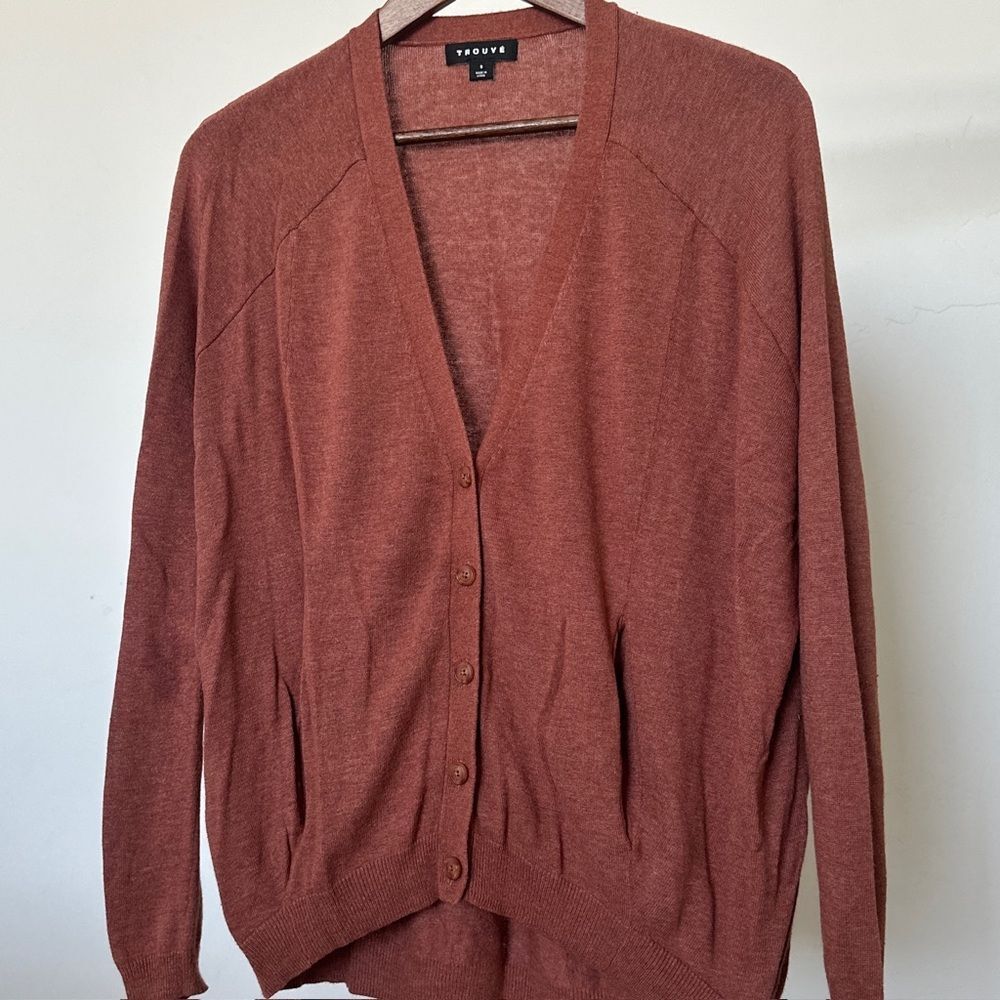 Trouvé Trouve Open Front Cardigan Sweater Angora Blend Orange Size Small
